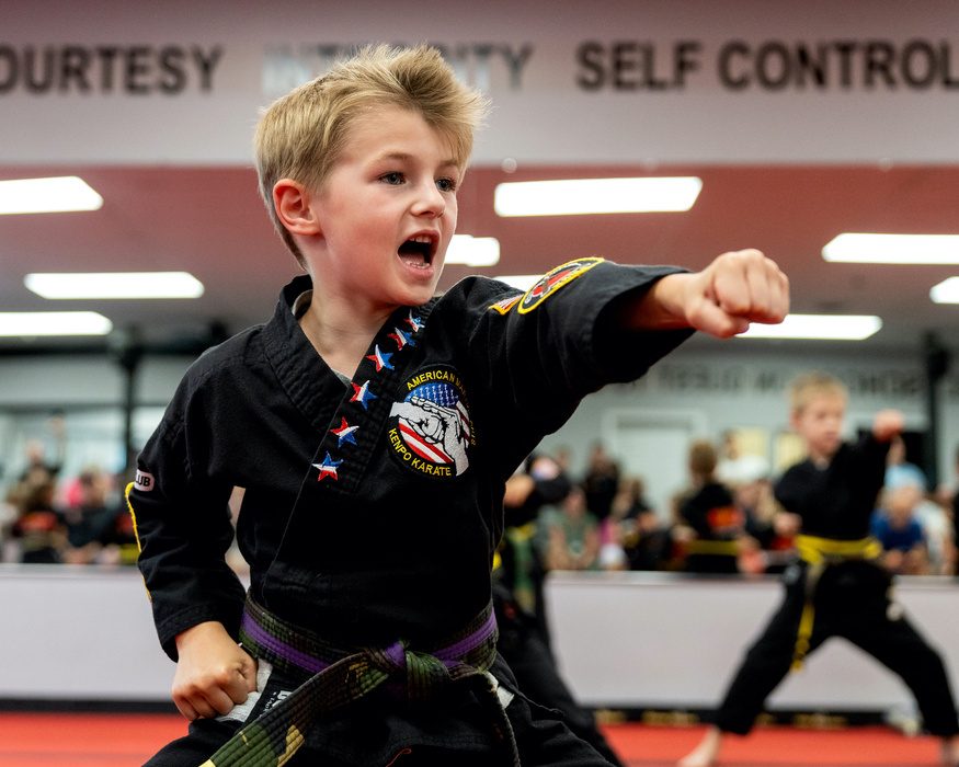 Young martial artist throwing a punch